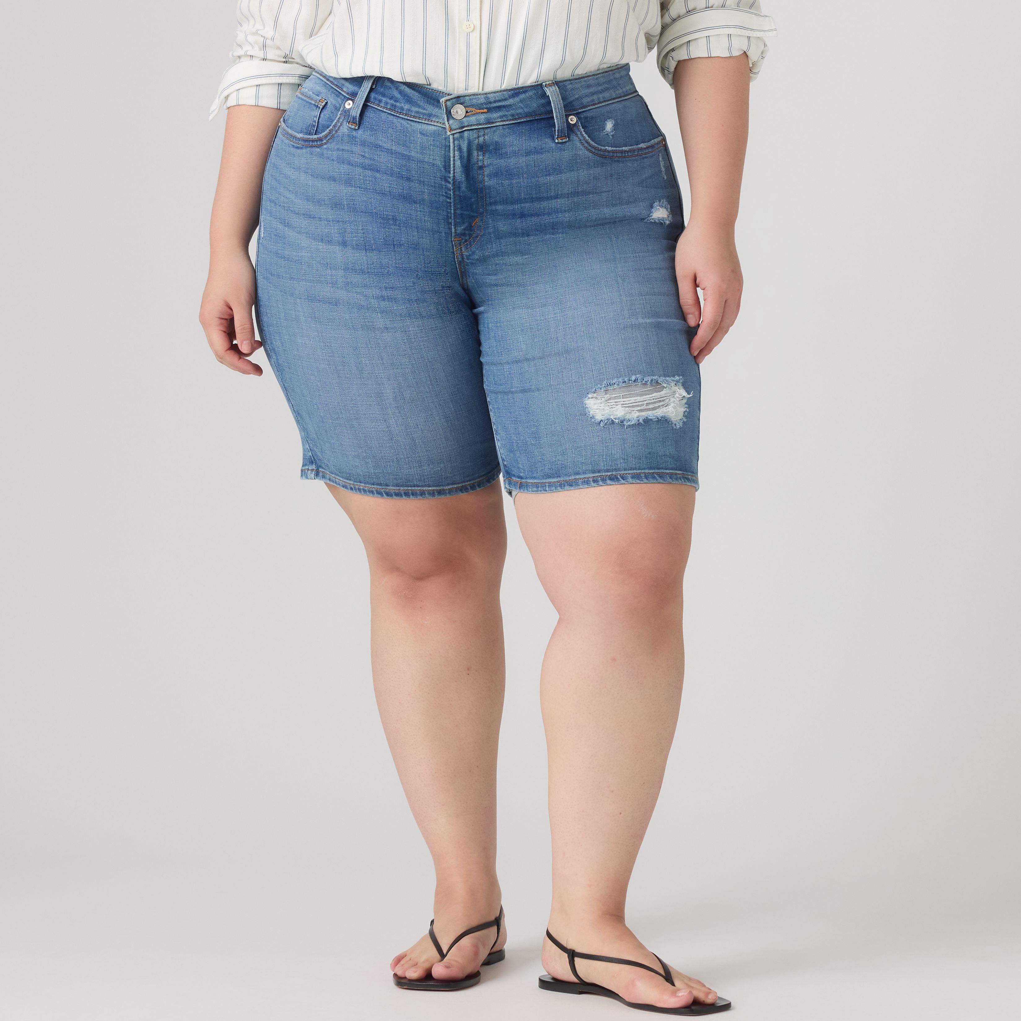 Mid Length Women's Shorts (Plus Size) 2