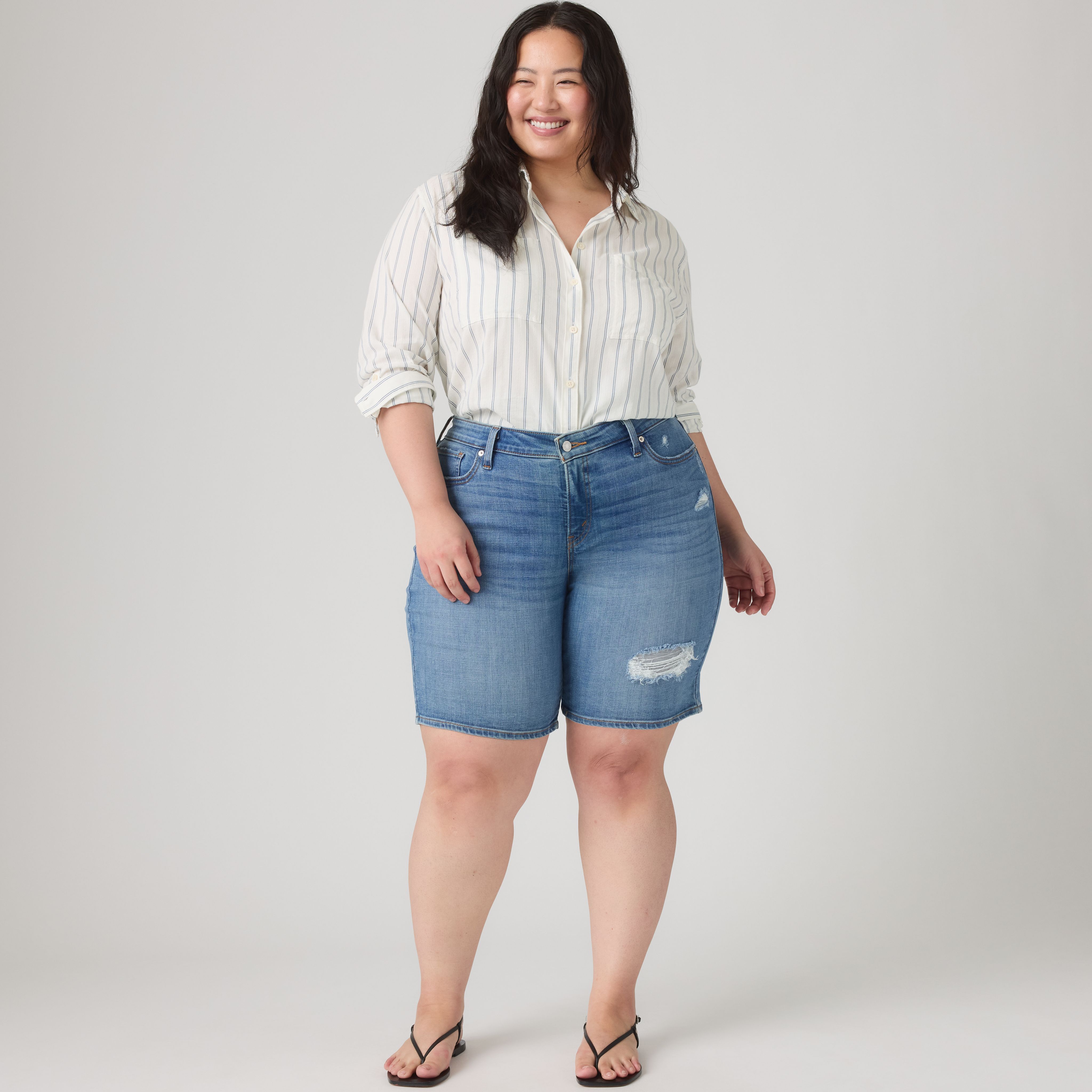 Mid Length Women's Shorts (Plus Size) 1
