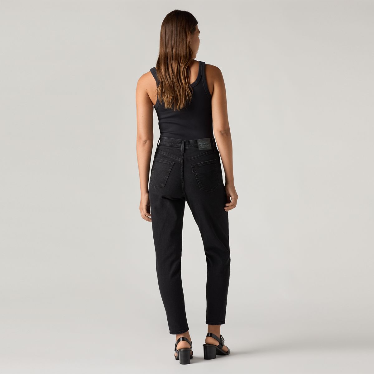 High Waisted Mom Jeans — Flash Black - Black