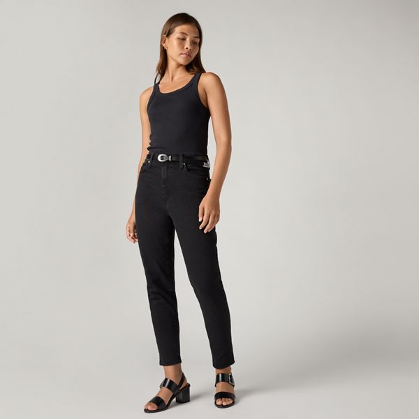 High Waisted Mom Jeans — Flash Black - Black