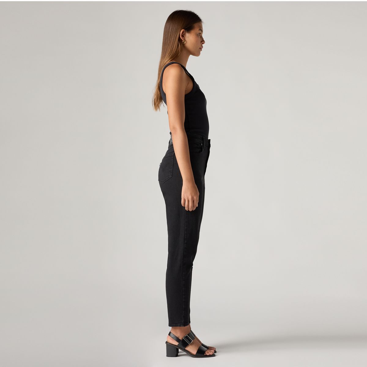 High Waisted Mom Jeans — Flash Black - Black