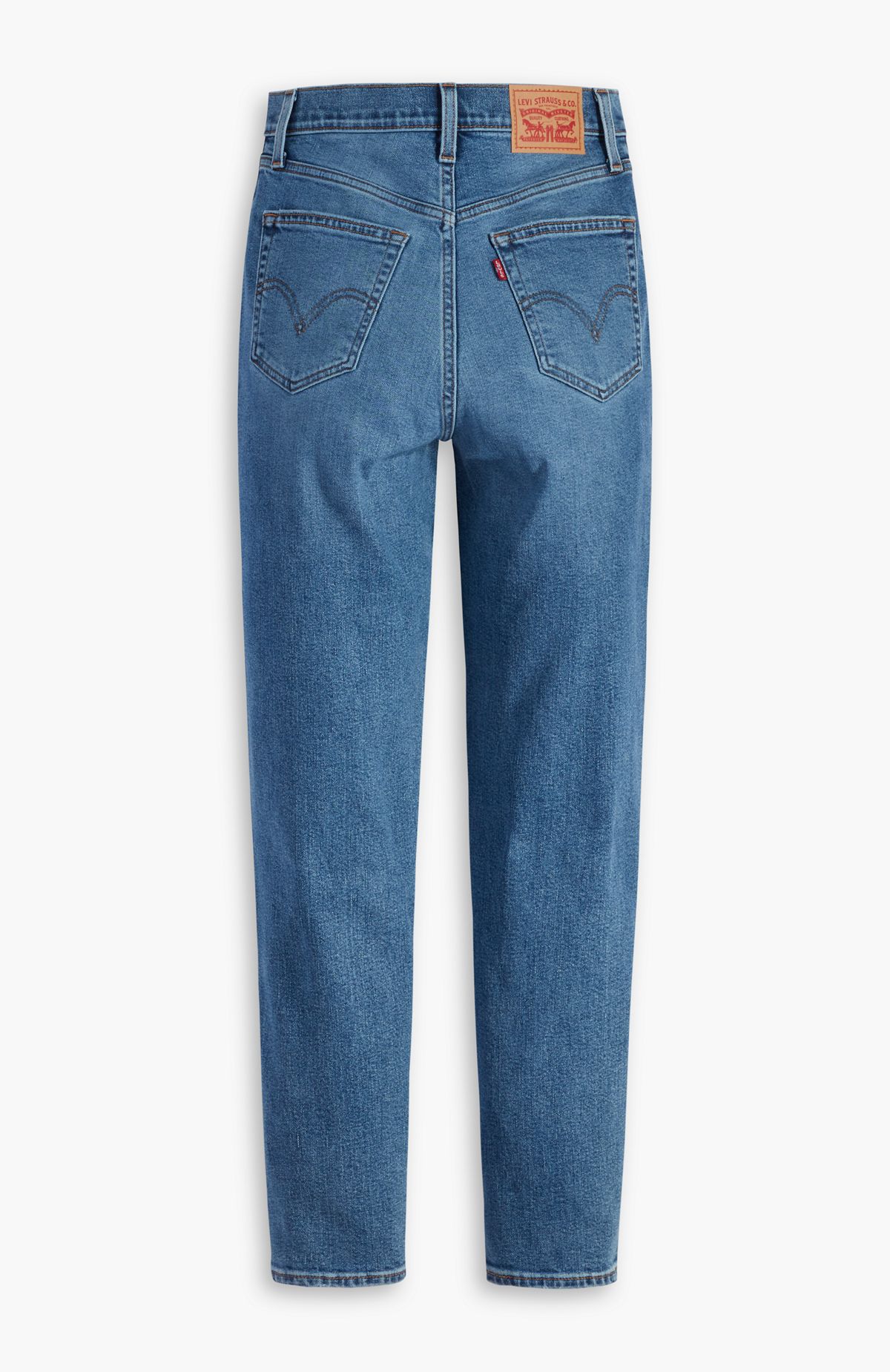 High Waisted Mom Jeans — Medium Indigo Worn In - Medium Wash