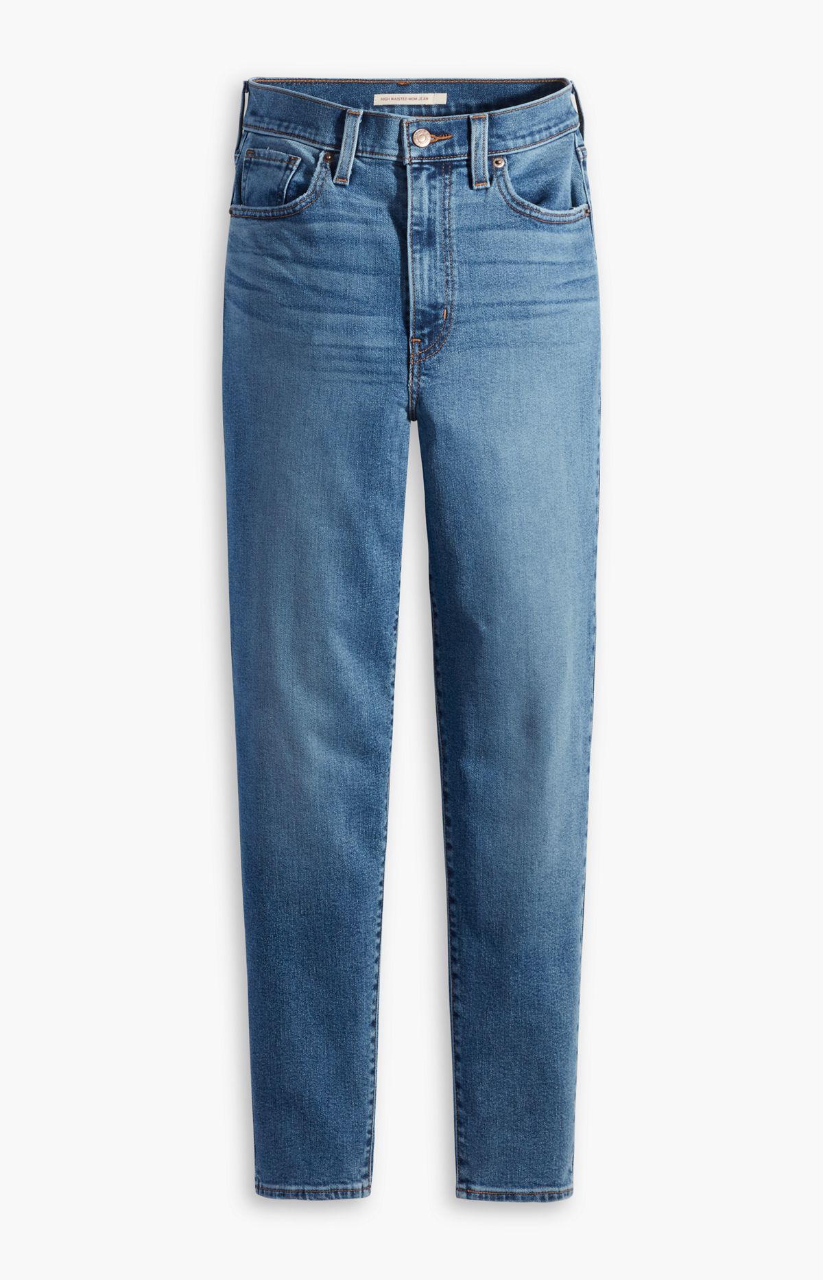 High Waisted Mom Jeans — Medium Indigo Worn In - Medium Wash