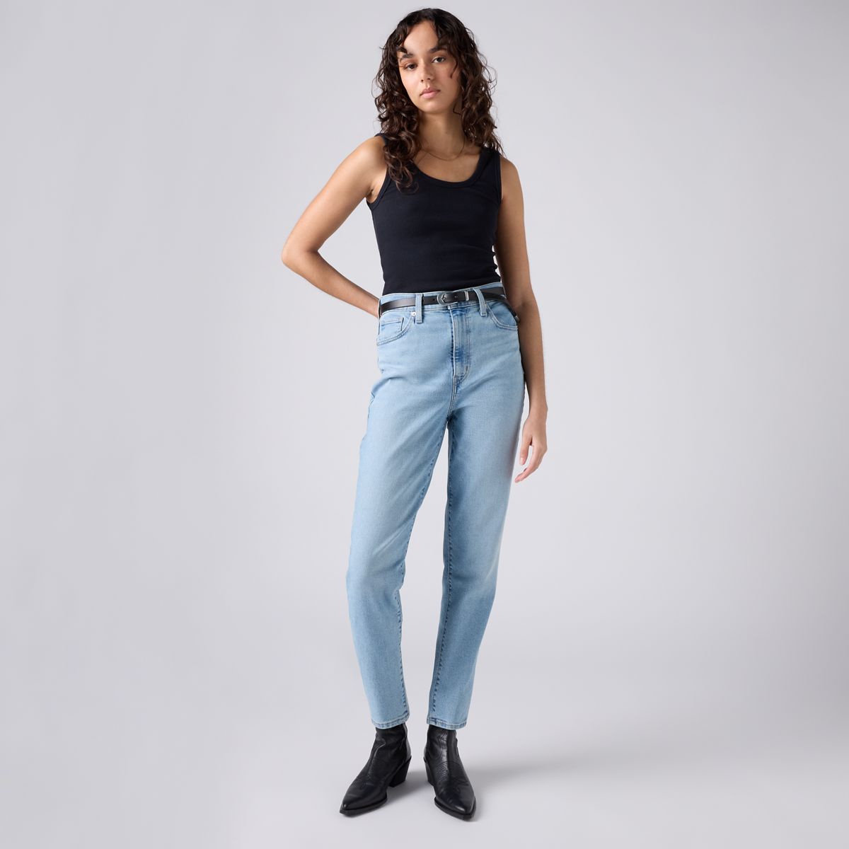 High Waisted Mom Jeans — Light Indigo Worn In - Light Wash