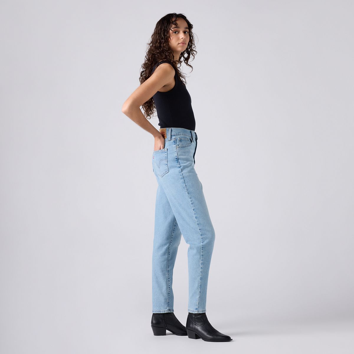 High Waisted Mom Jeans — Light Indigo Worn In - Light Wash