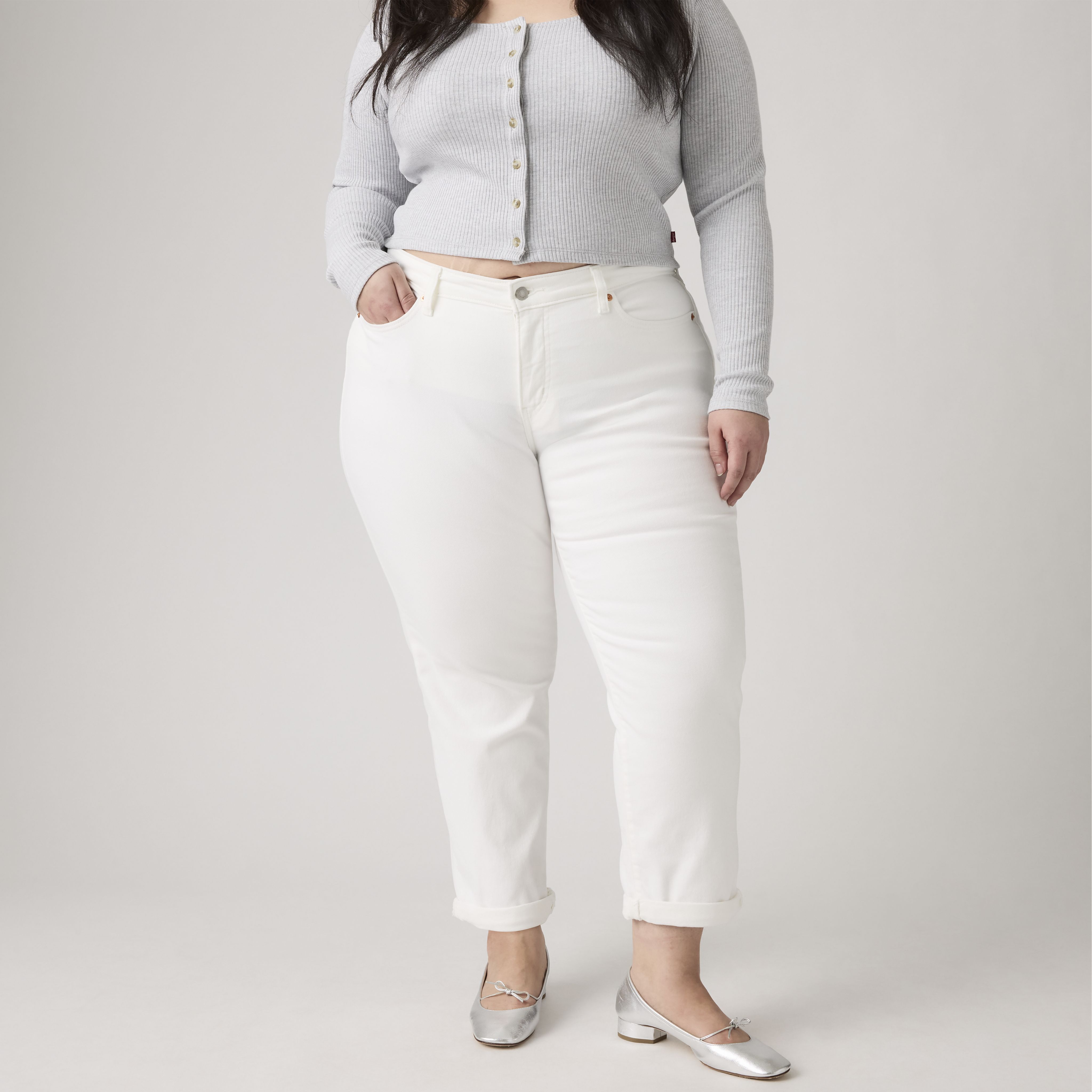 Boyfriend Mid Rise Women's Jeans (Plus Size) 5