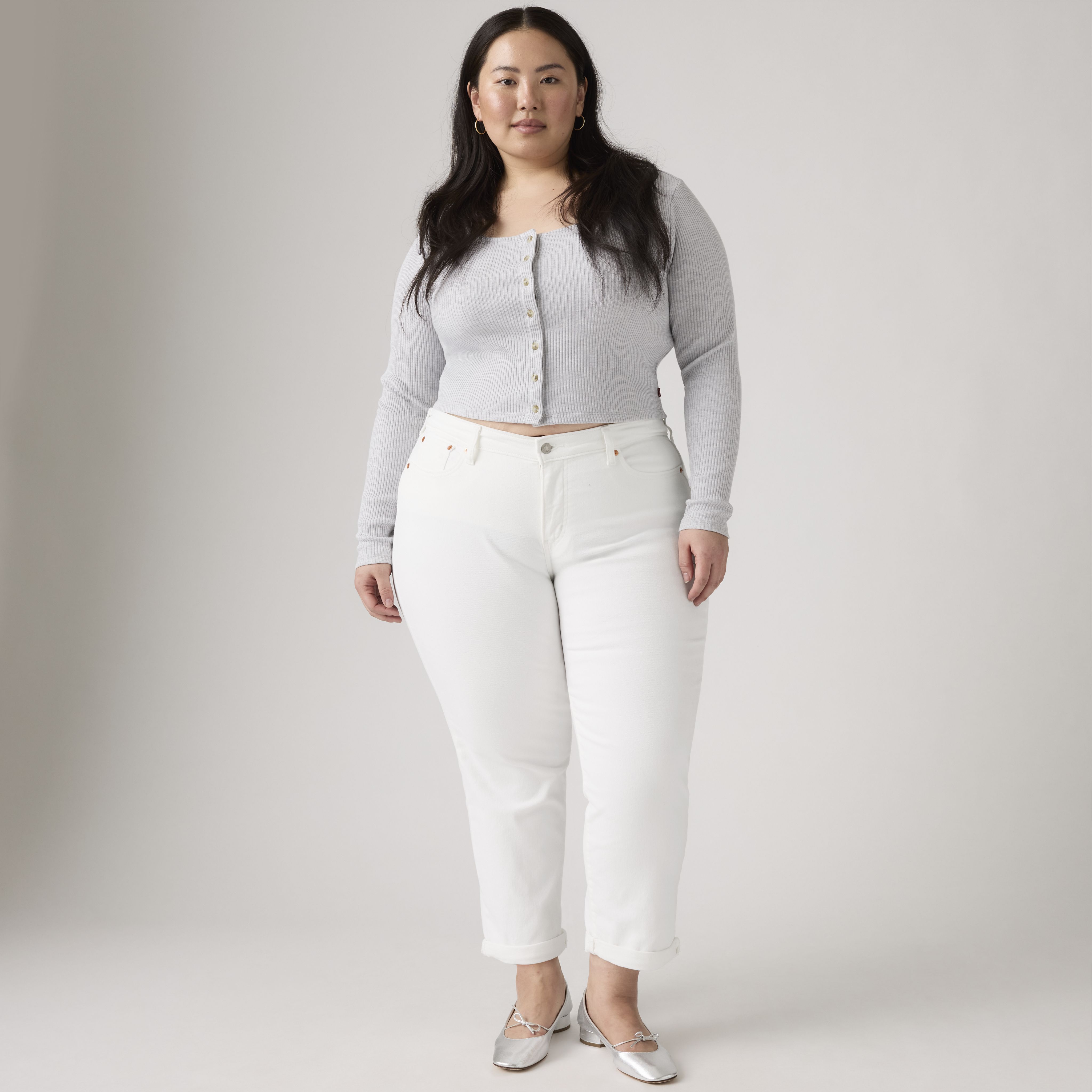 Boyfriend Mid Rise Women's Jeans (Plus Size) 1