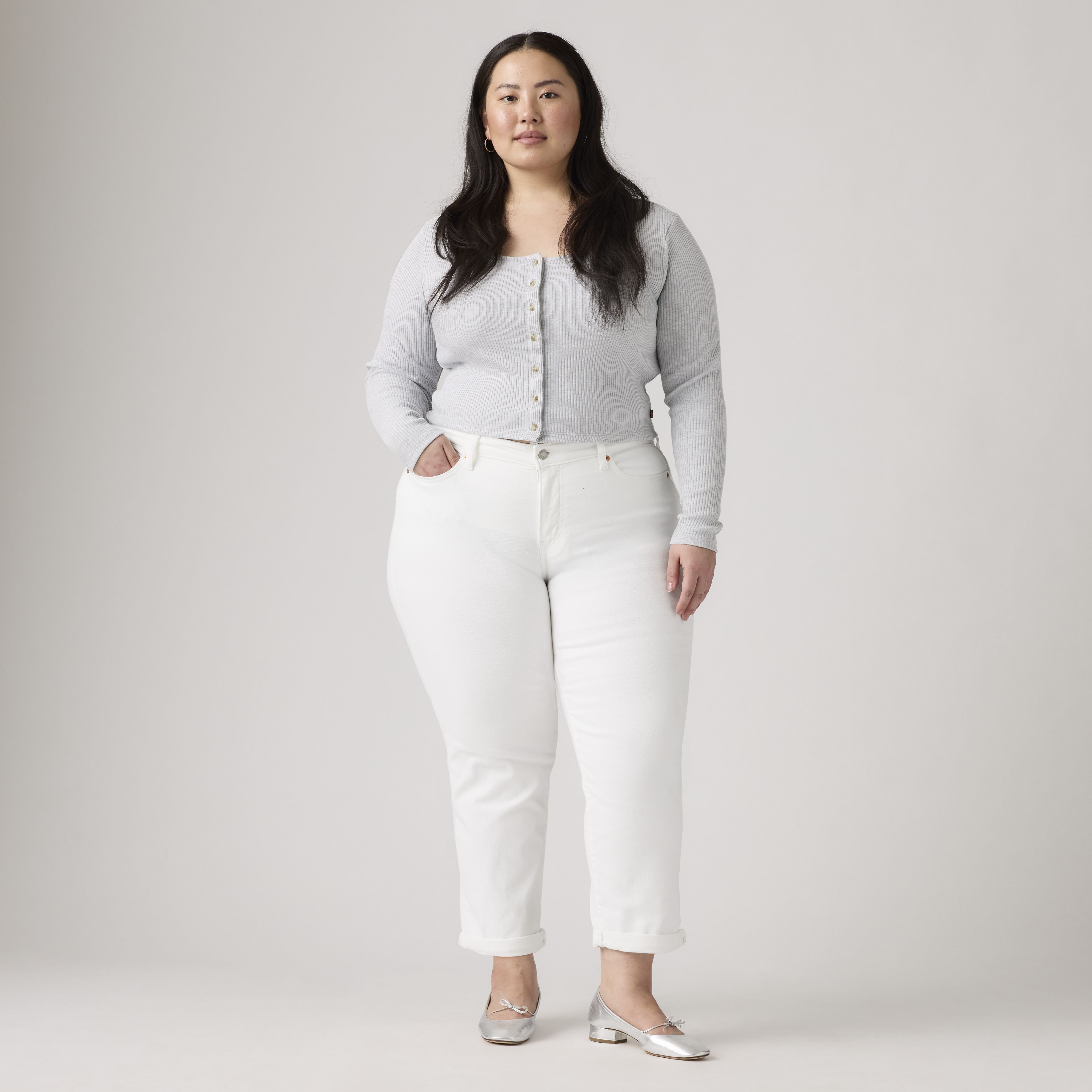 Boyfriend Mid Rise Women's Jeans (Plus Size) 2