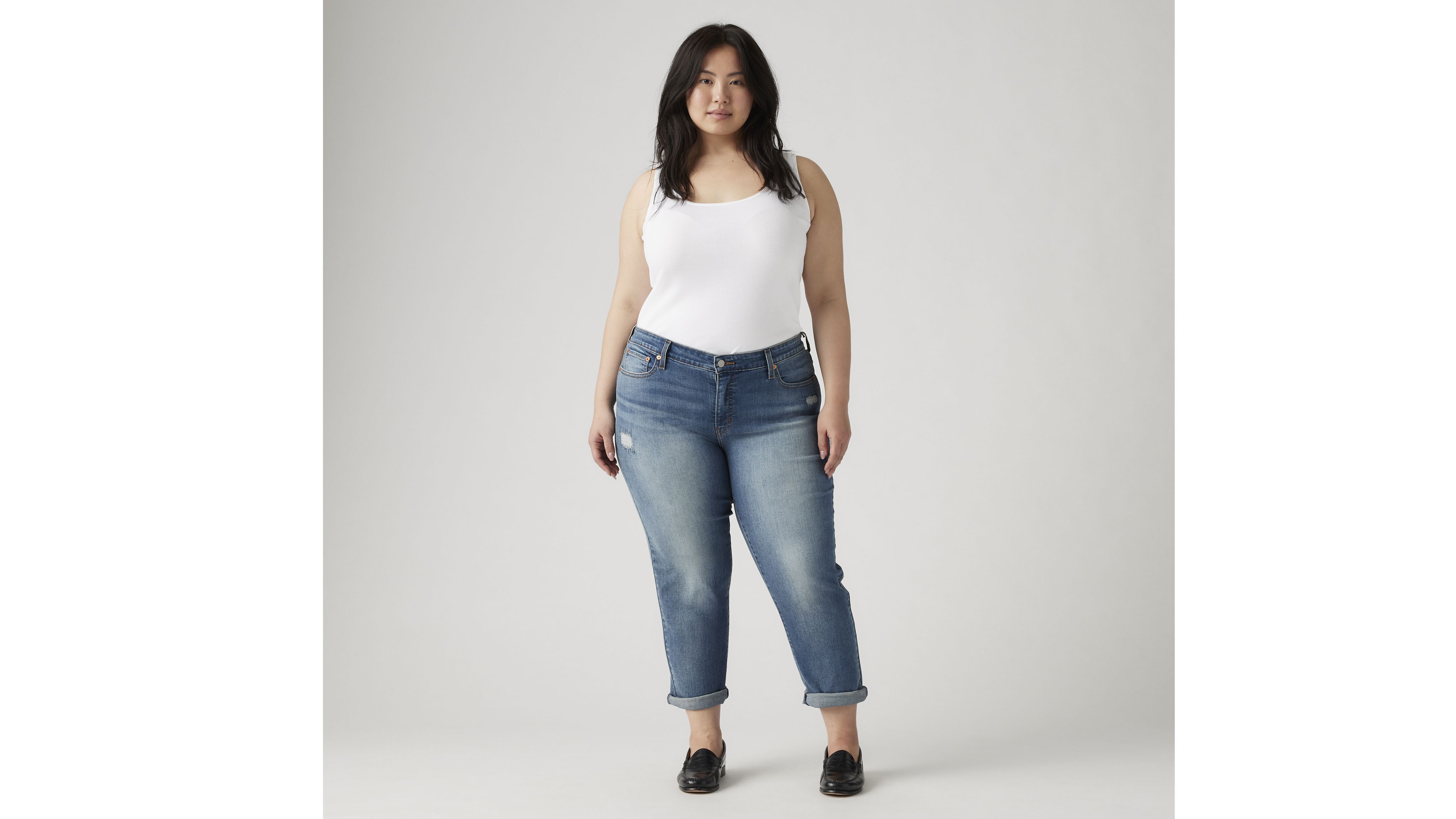 Boyfriend Mid Rise Women's Jeans (Plus Size) 1