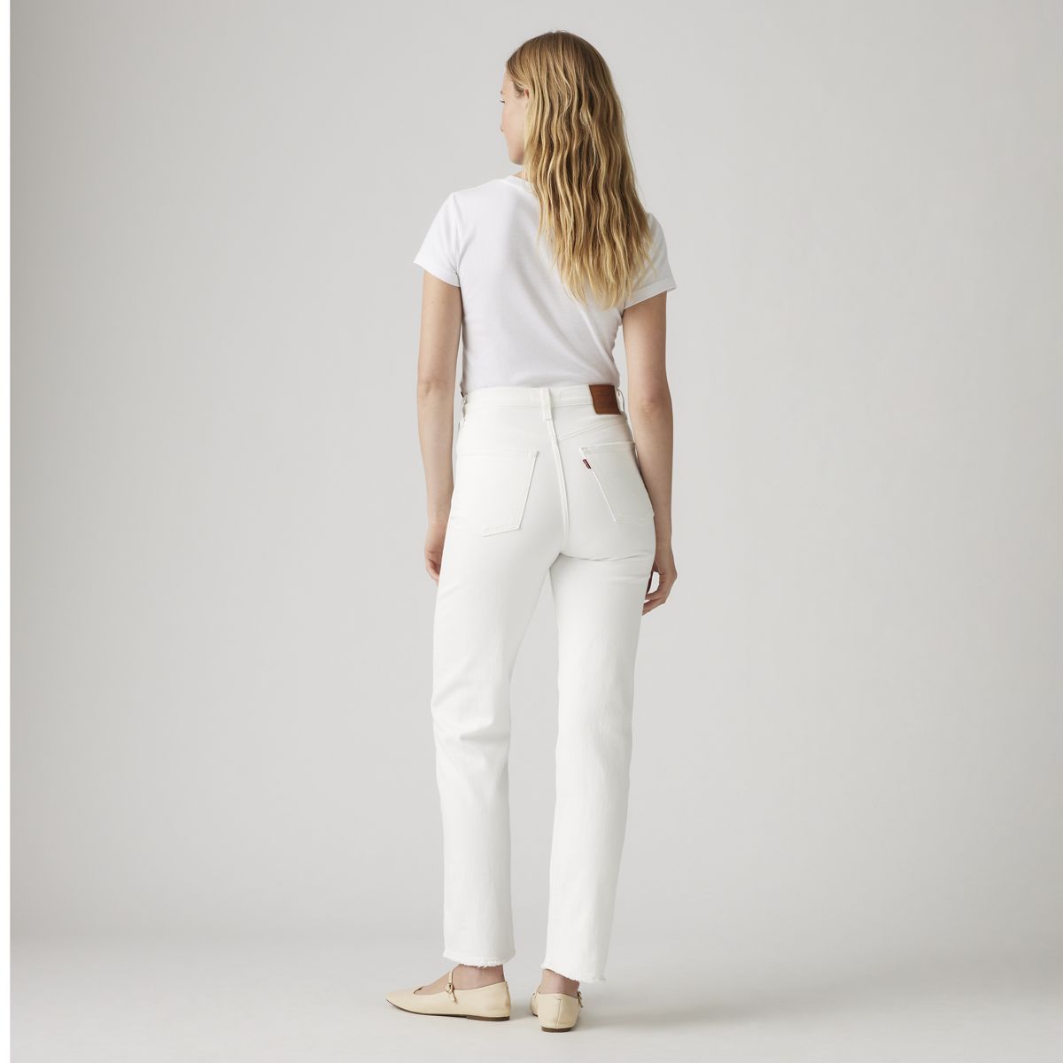 Ribcage Straight Ankle Women's Jeans — Cloud Over - White