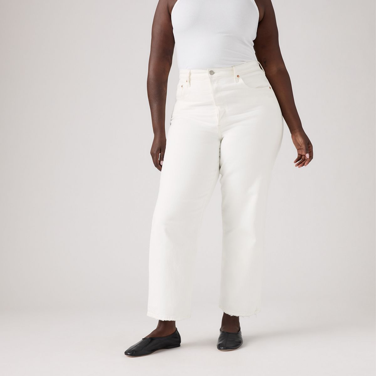 Ribcage Straight Ankle Women's Jeans — Cloud Over - White
