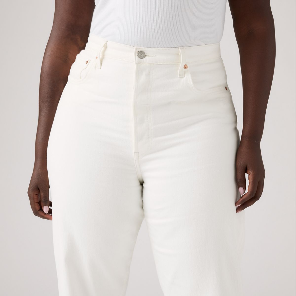 Ribcage Straight Ankle Women's Jeans — Cloud Over - White