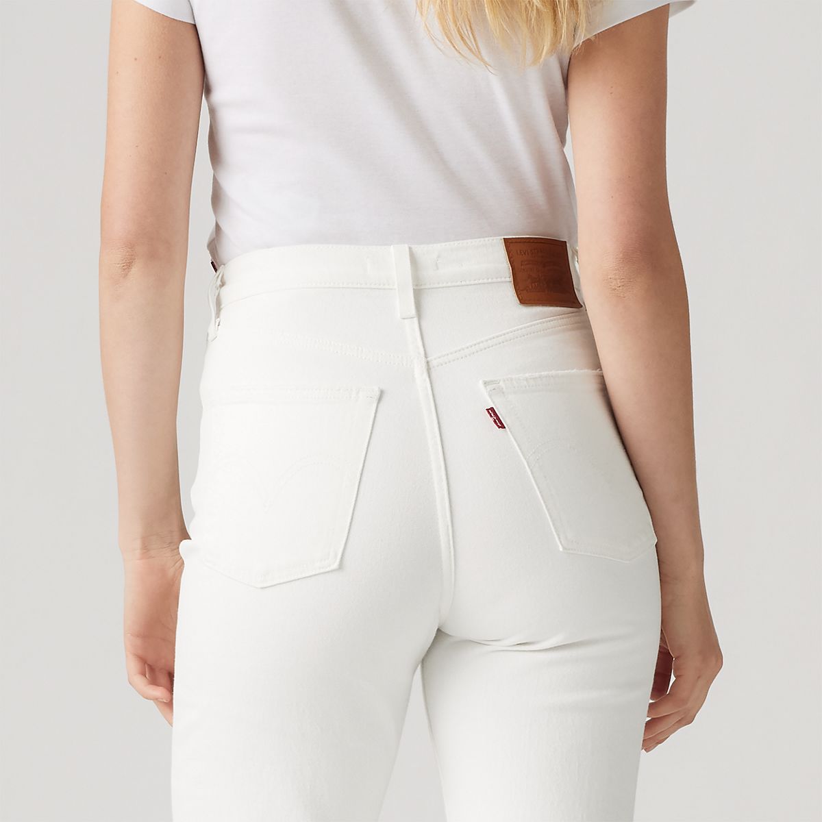 Ribcage Straight Ankle Women's Jeans — Cloud Over - White