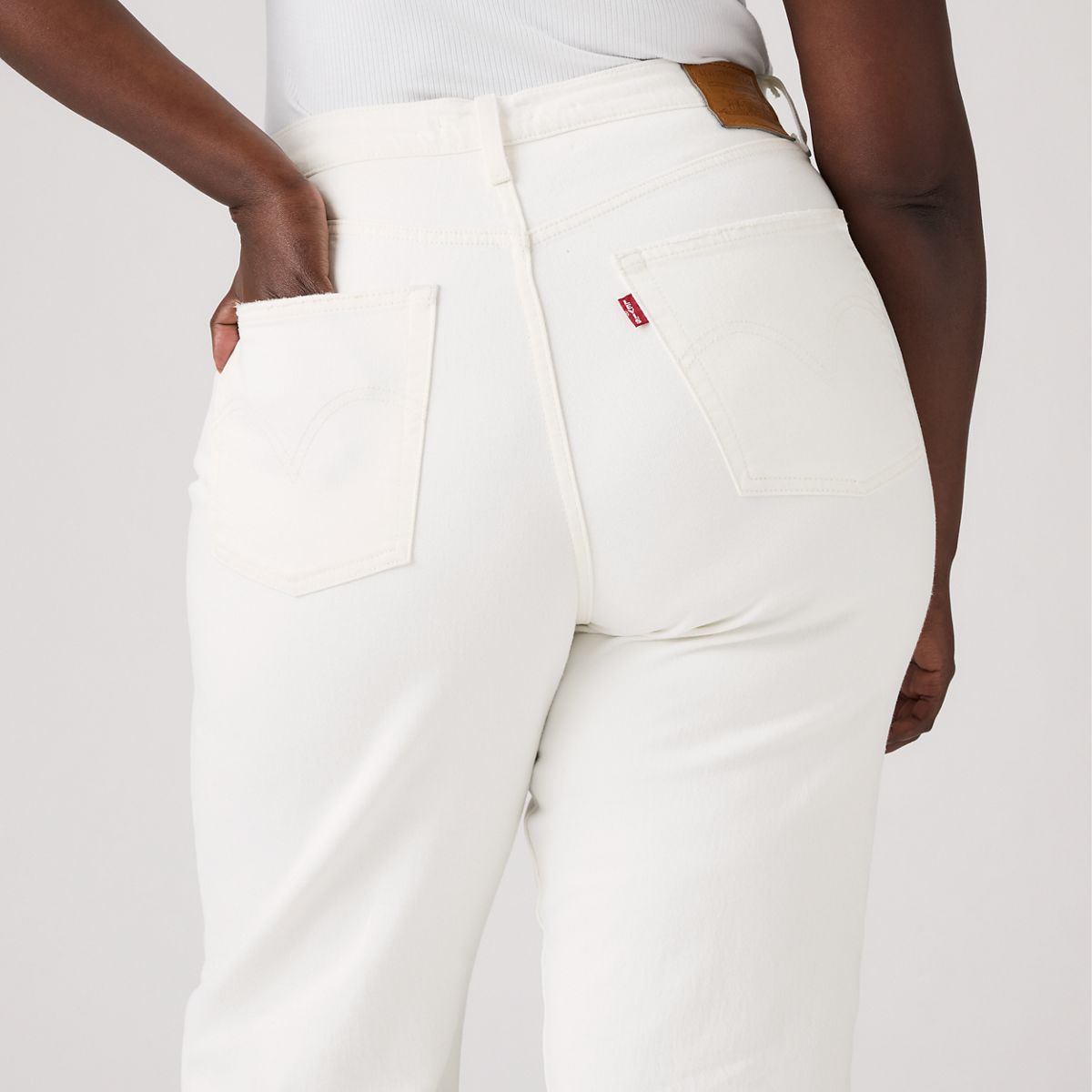 Ribcage Straight Ankle Women's Jeans — Cloud Over - White