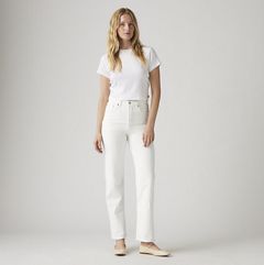 Ribcage Straight Ankle Women's Jeans — Cloud Over - White 7