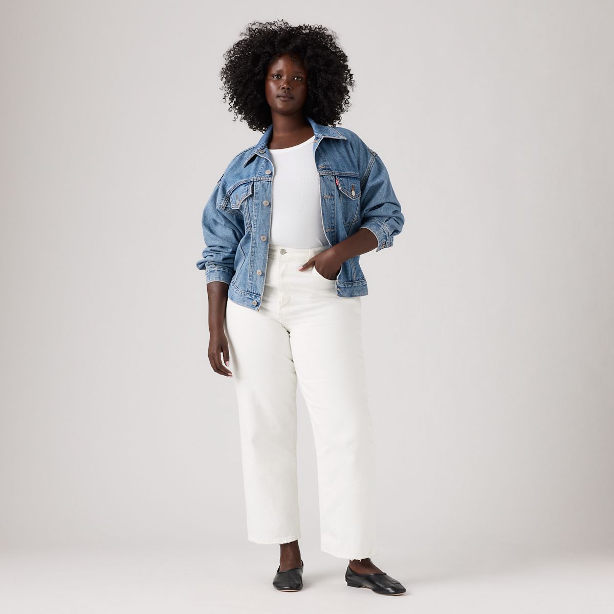 Ribcage Straight Ankle Women's Jeans — Cloud Over - White