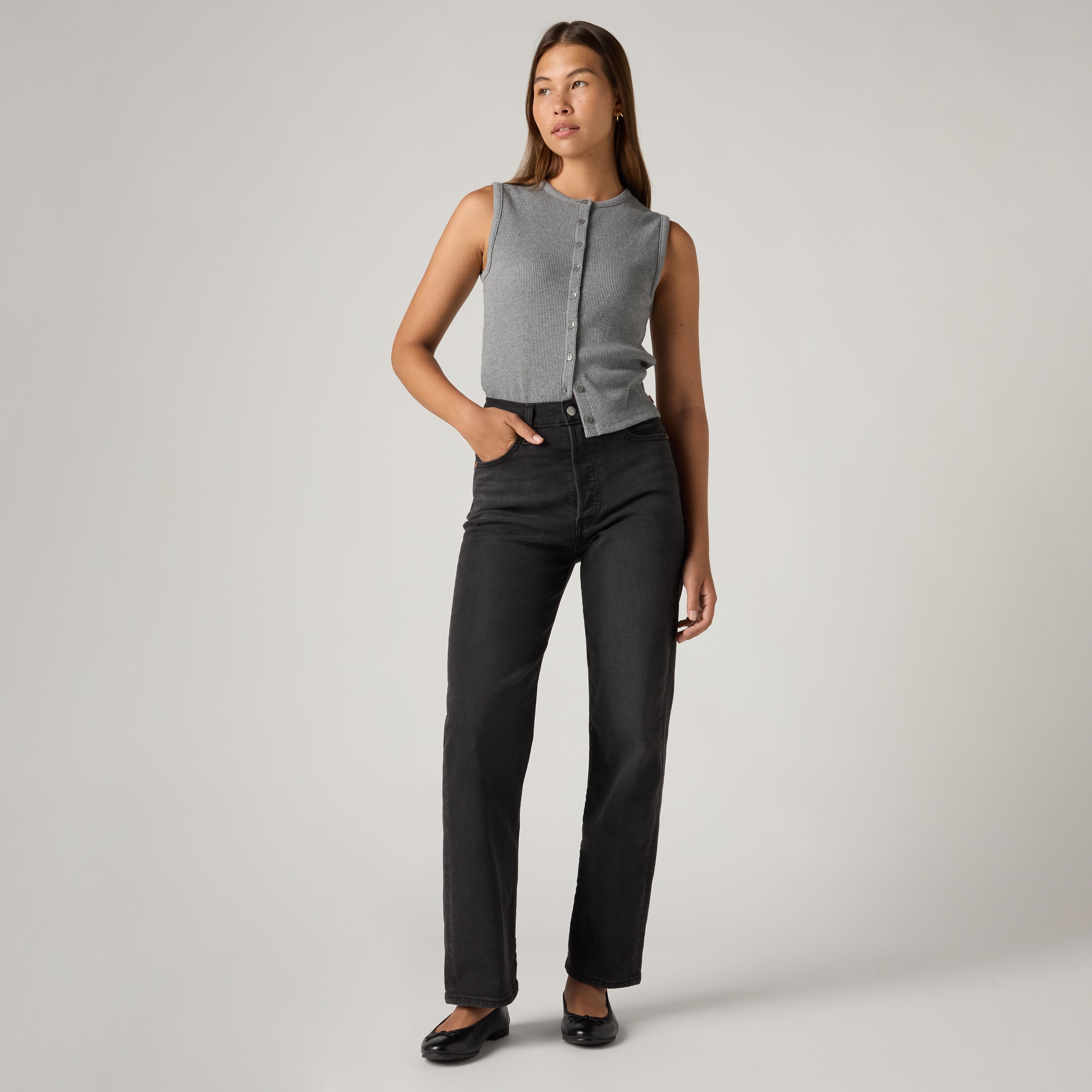 Ankellånga jeans med raka ben 1