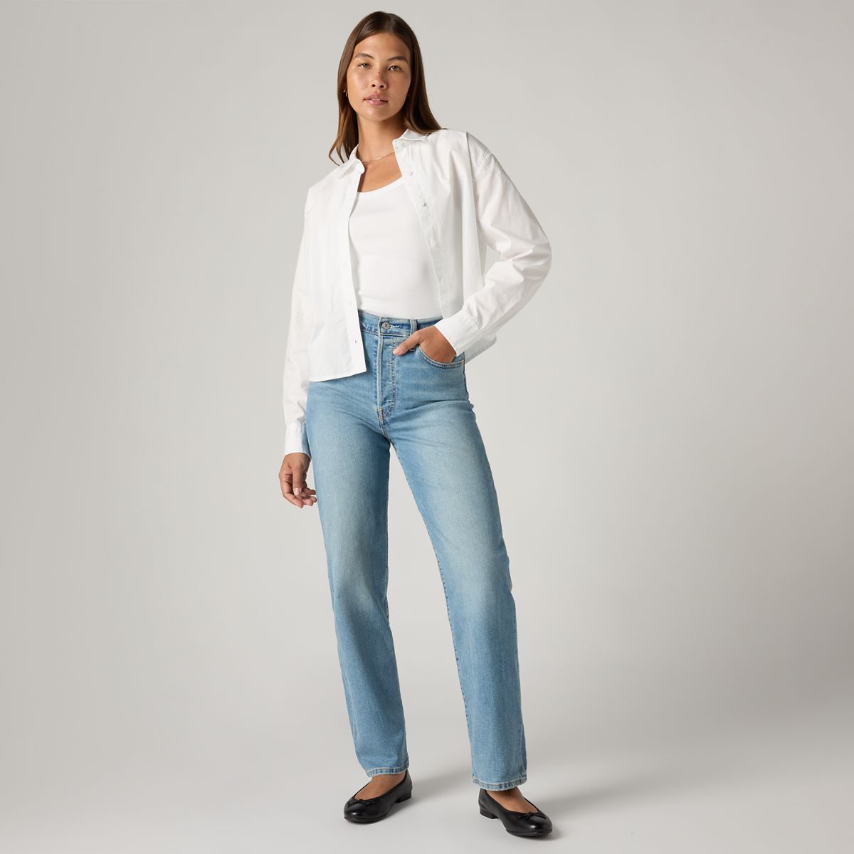 Ribcage Straight Ankle Women's Jeans — Center Lane - Medium Wash
