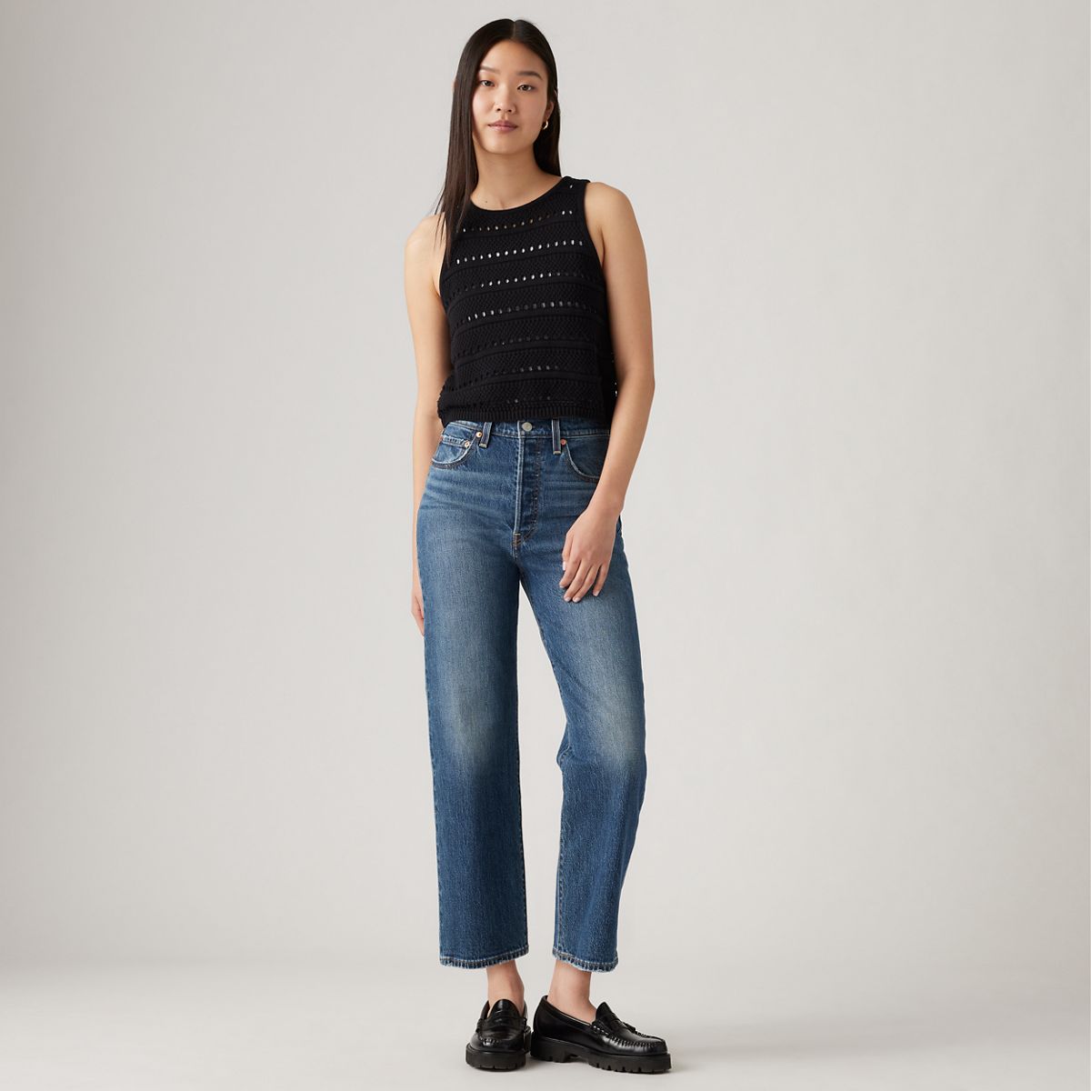 Ribcage Straight Ankle Women's Jeans — On My Honor - Dark Wash