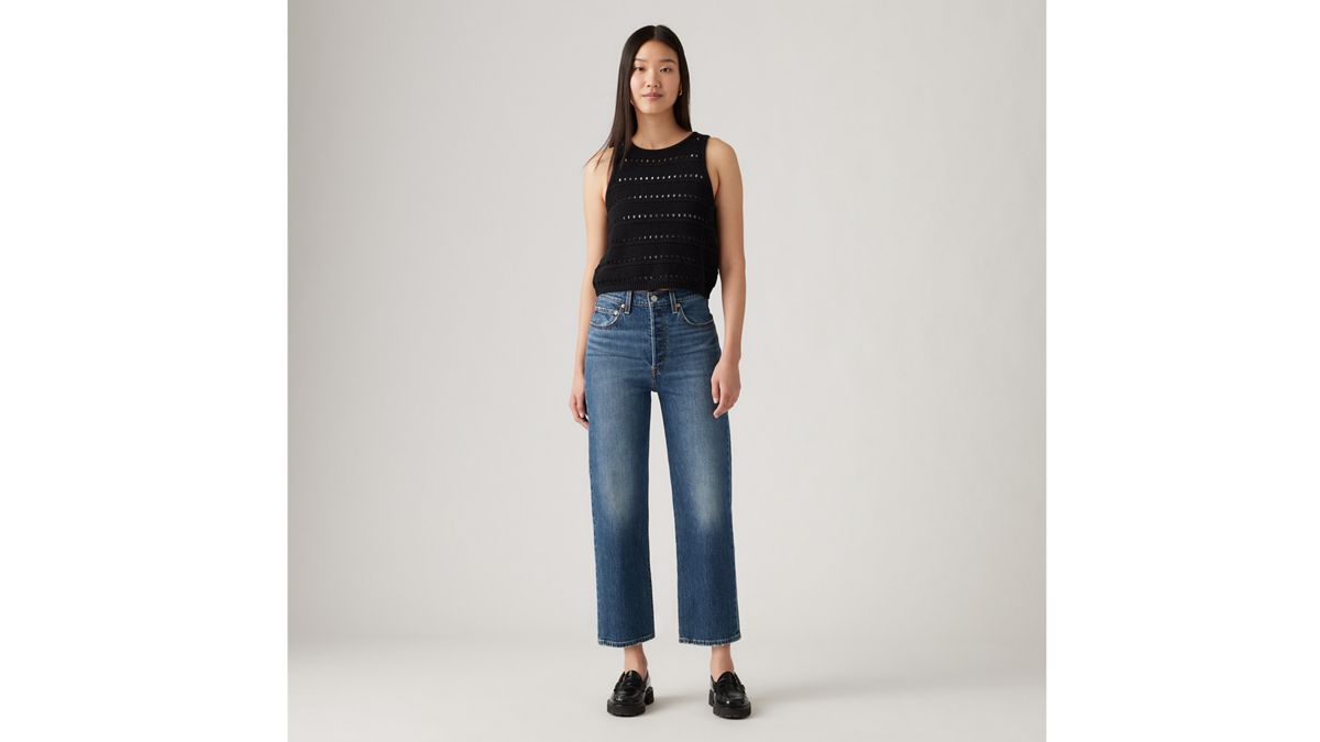 Ribcage Straight Ankle Women's Jeans — On My Honor - Dark Wash