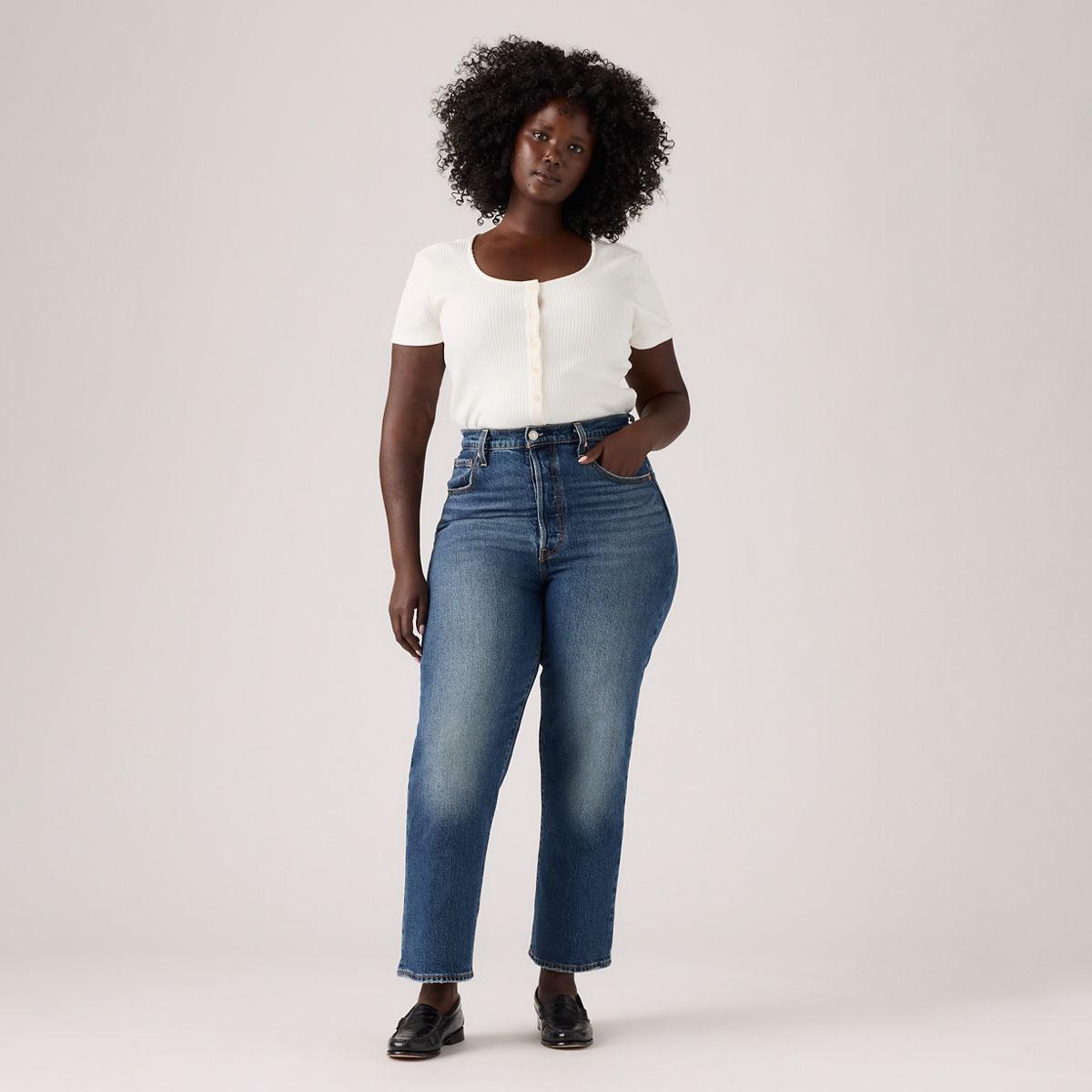 Ribcage Straight Ankle Women's Jeans — On My Honor - Dark Wash