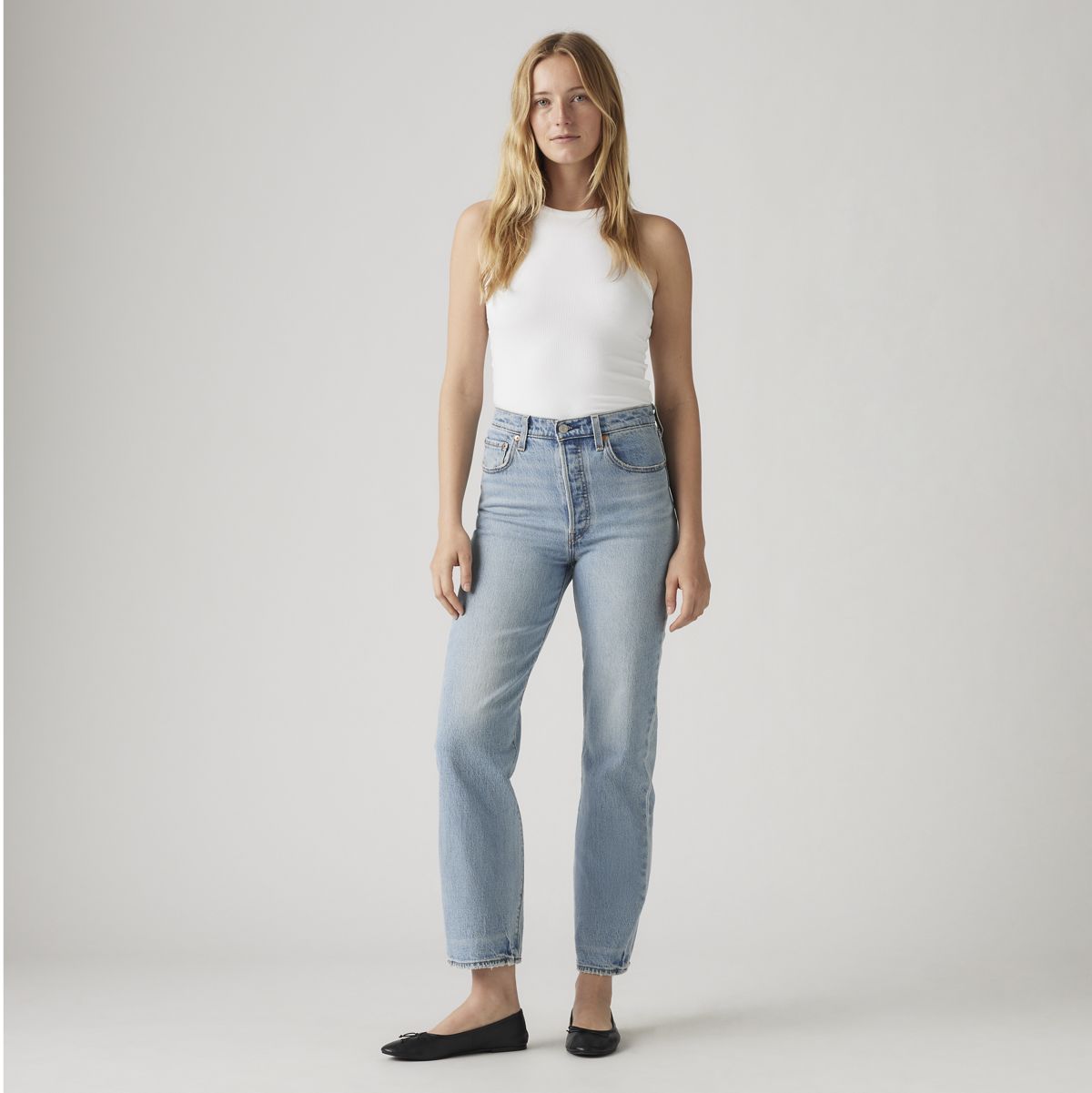 Ribcage Straight Ankle Women's Jeans — Let's Share - Medium Wash