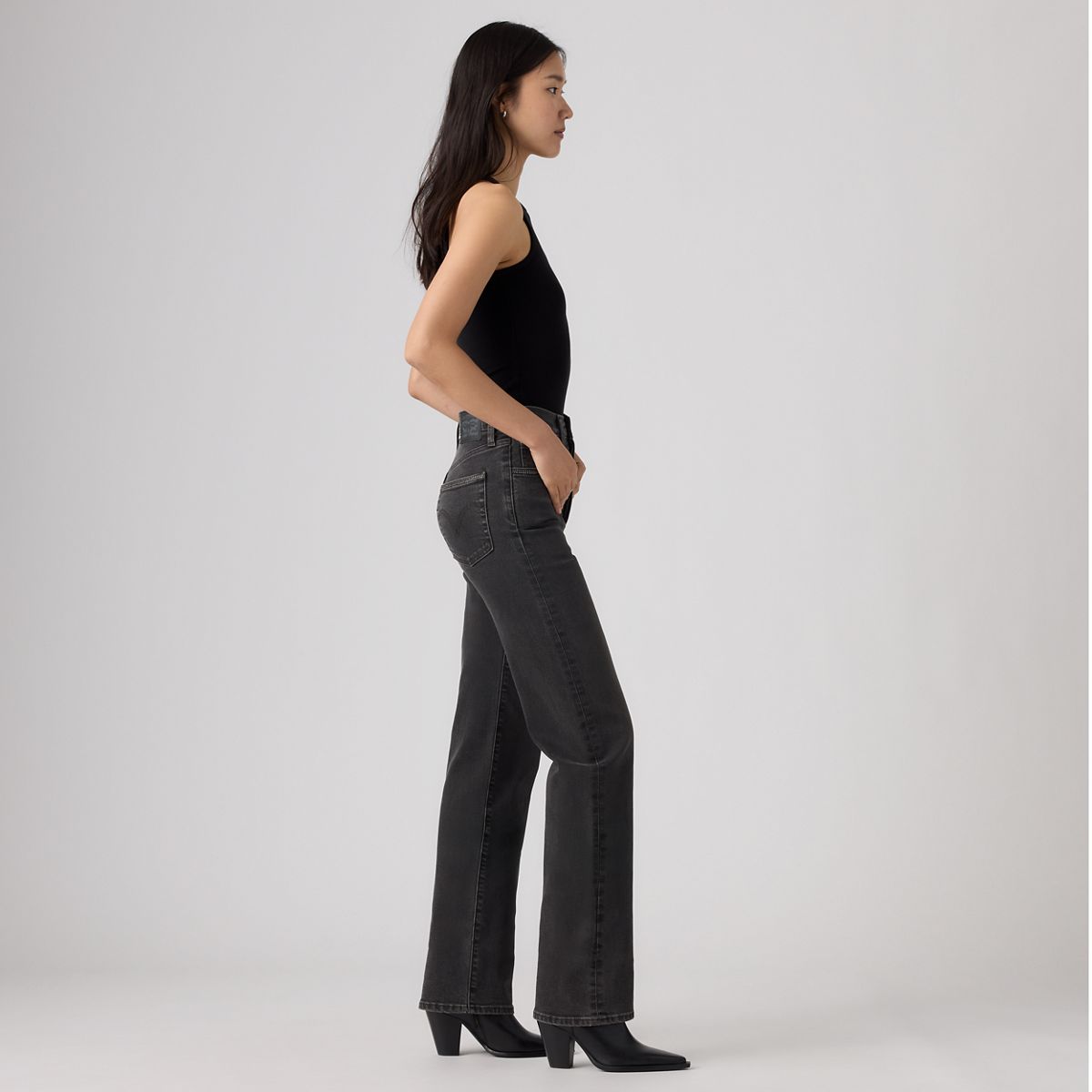 Ribcage Straight Full Length Women's Jeans — Road Less Travelled - Black