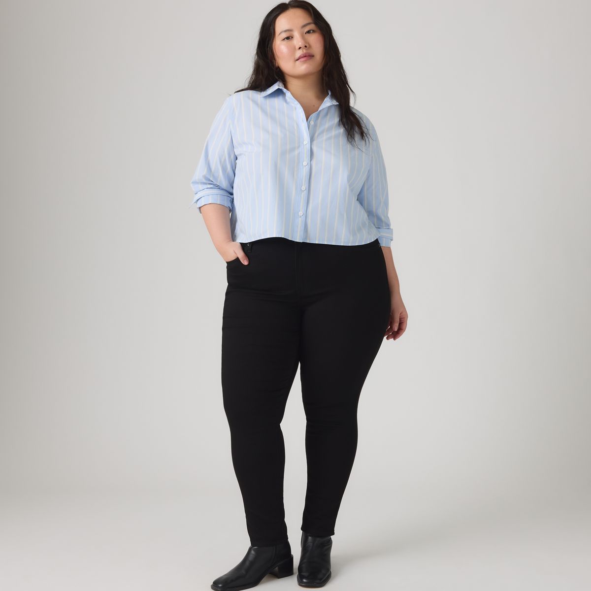 721 High Rise Skinny Women's Jeans (Plus Size) — Black Peony