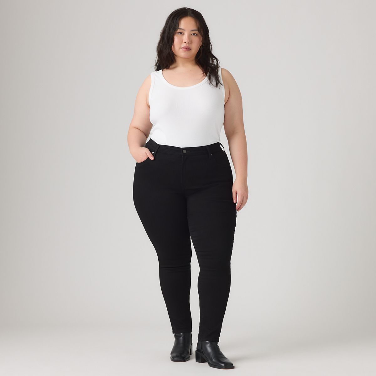 721 High Rise Skinny Women's Jeans (Plus Size) — Black Peony