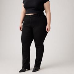 724 High Rise Slim Straight Fit Women's Jeans (Plus Size) — Soft Black 5