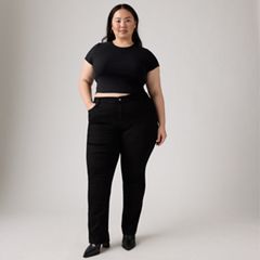724 High Rise Slim Straight Fit Women's Jeans (Plus Size) — Soft Black 1