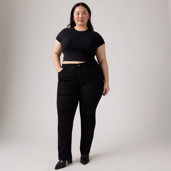 724 High Rise Slim Straight Fit Women's Jeans (Plus Size) — Soft Black