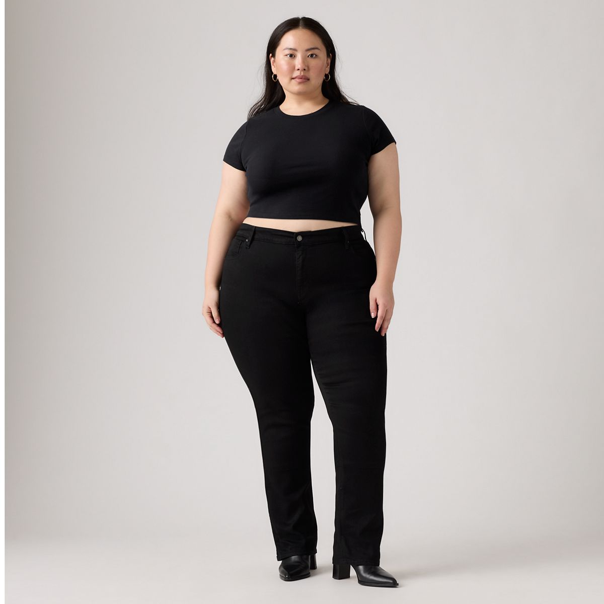 724 High Rise Slim Straight Fit Women's Jeans (Plus Size) — Soft Black