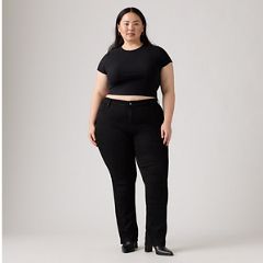 724 High Rise Slim Straight Fit Women's Jeans (Plus Size) — Soft Black 2