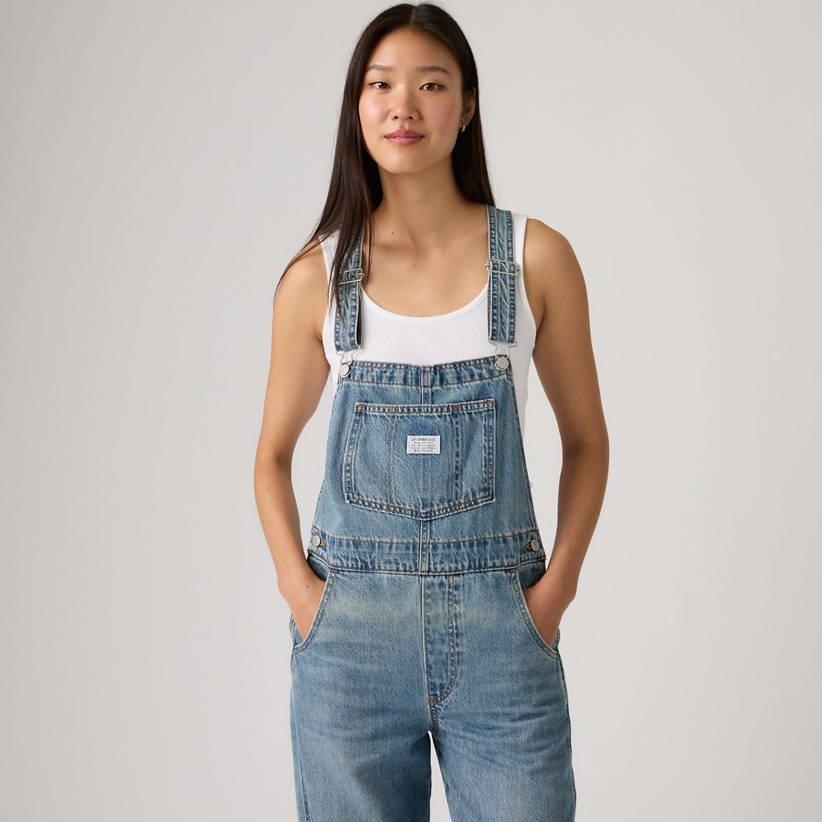 Vintage Denim Women's Overalls — File Away - Medium Wash