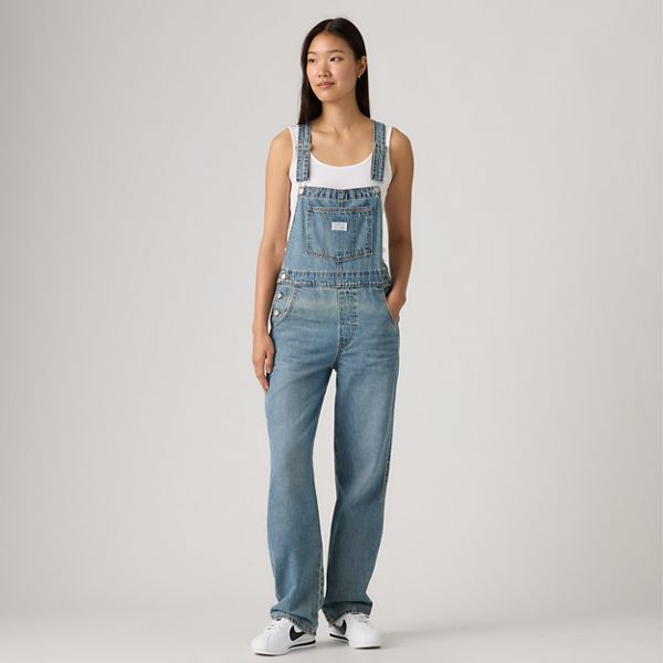 Vintage Denim Women's Overalls — File Away - Medium Wash