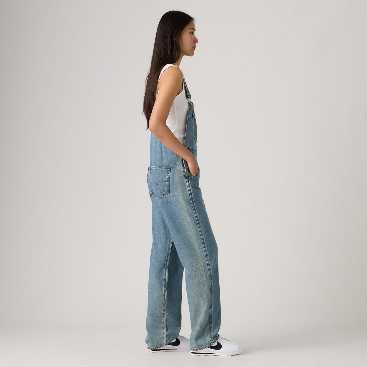 Vintage Denim Women's Overalls — File Away - Medium Wash