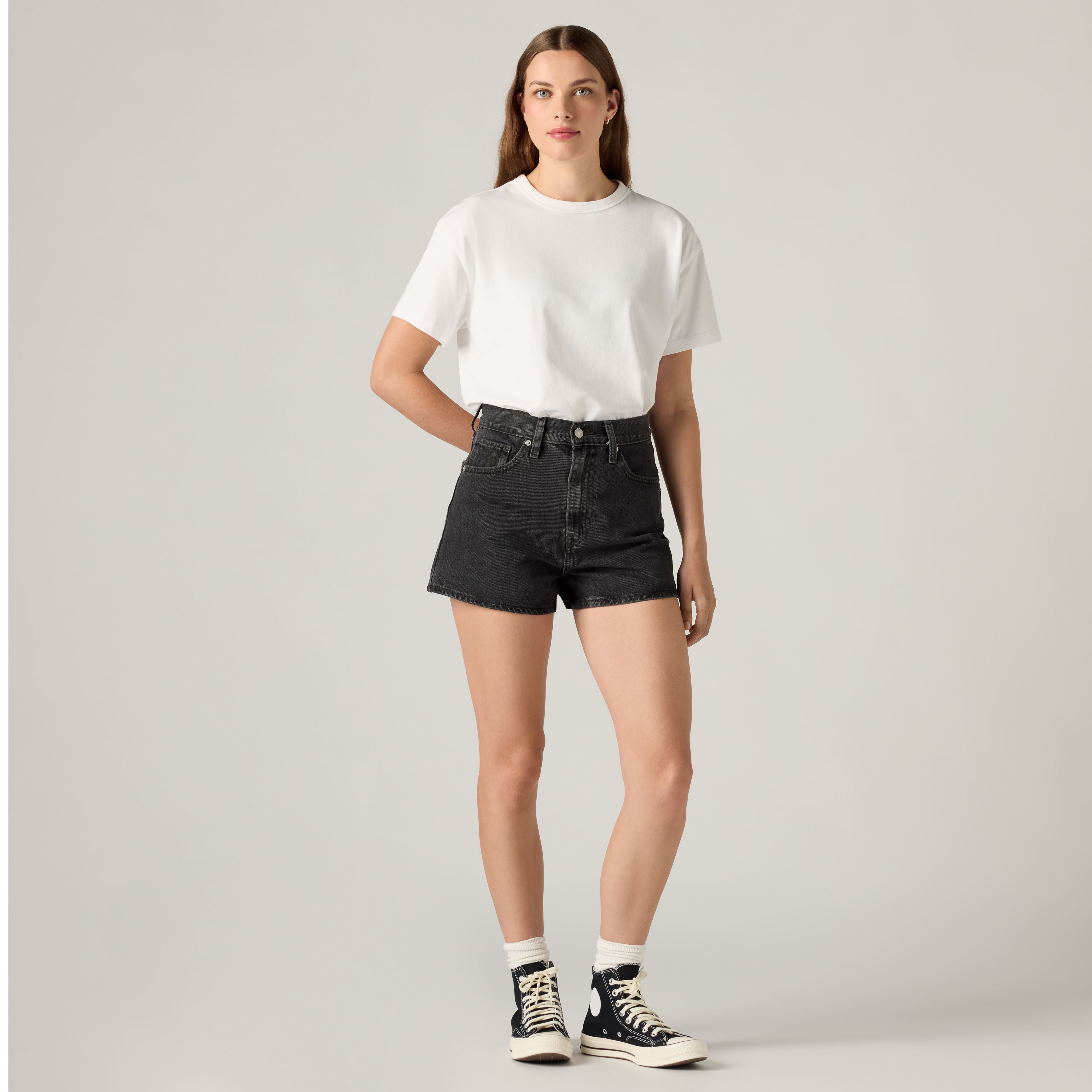 Pantalones cortos Mom de tiro alto 5