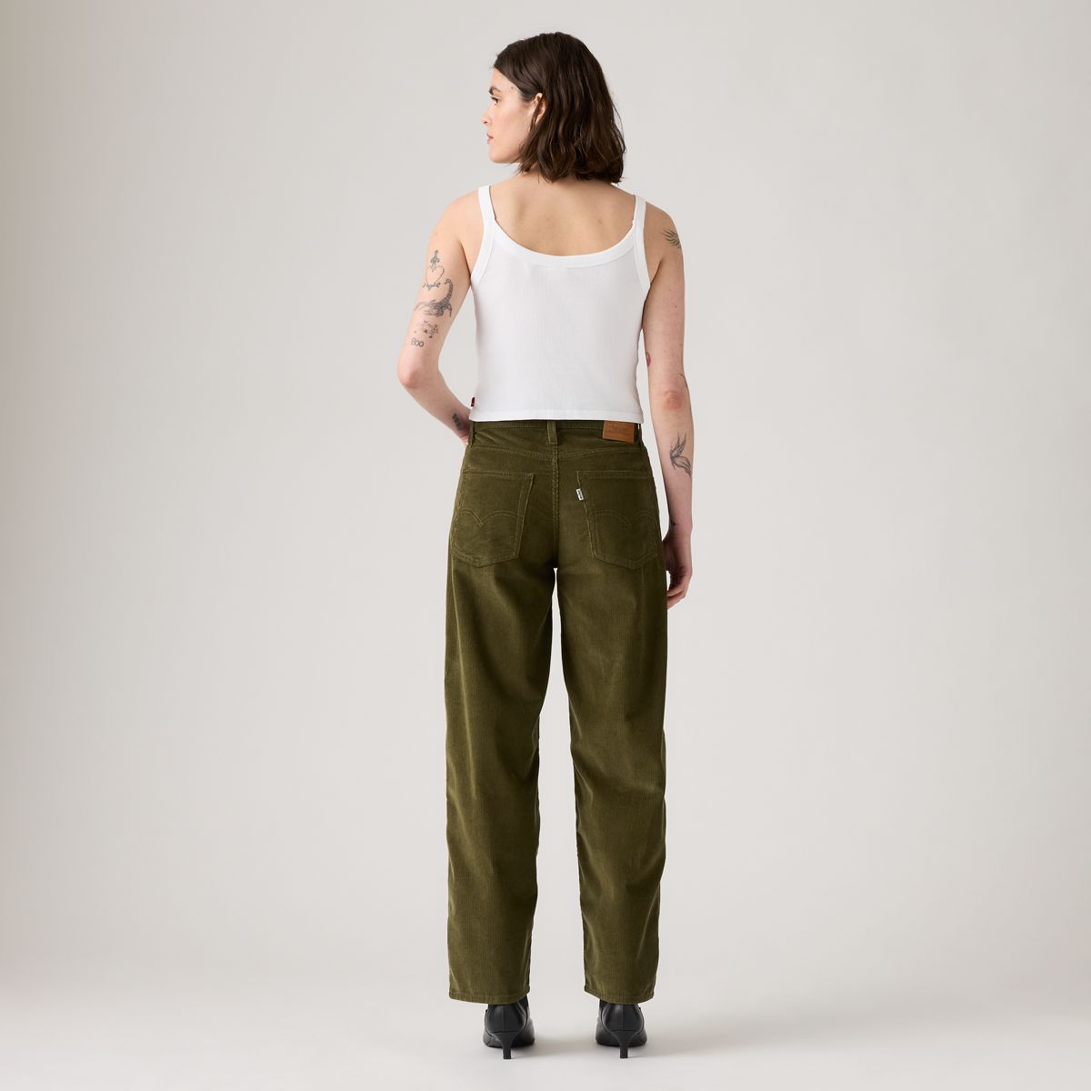 Baggy Dad Corduroy Women's Pants — Ivy Green - Green