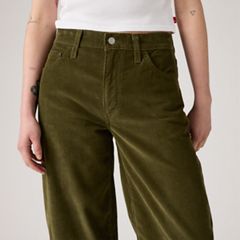 Baggy Dad Corduroy Women's Pants — Ivy Green - Green 2