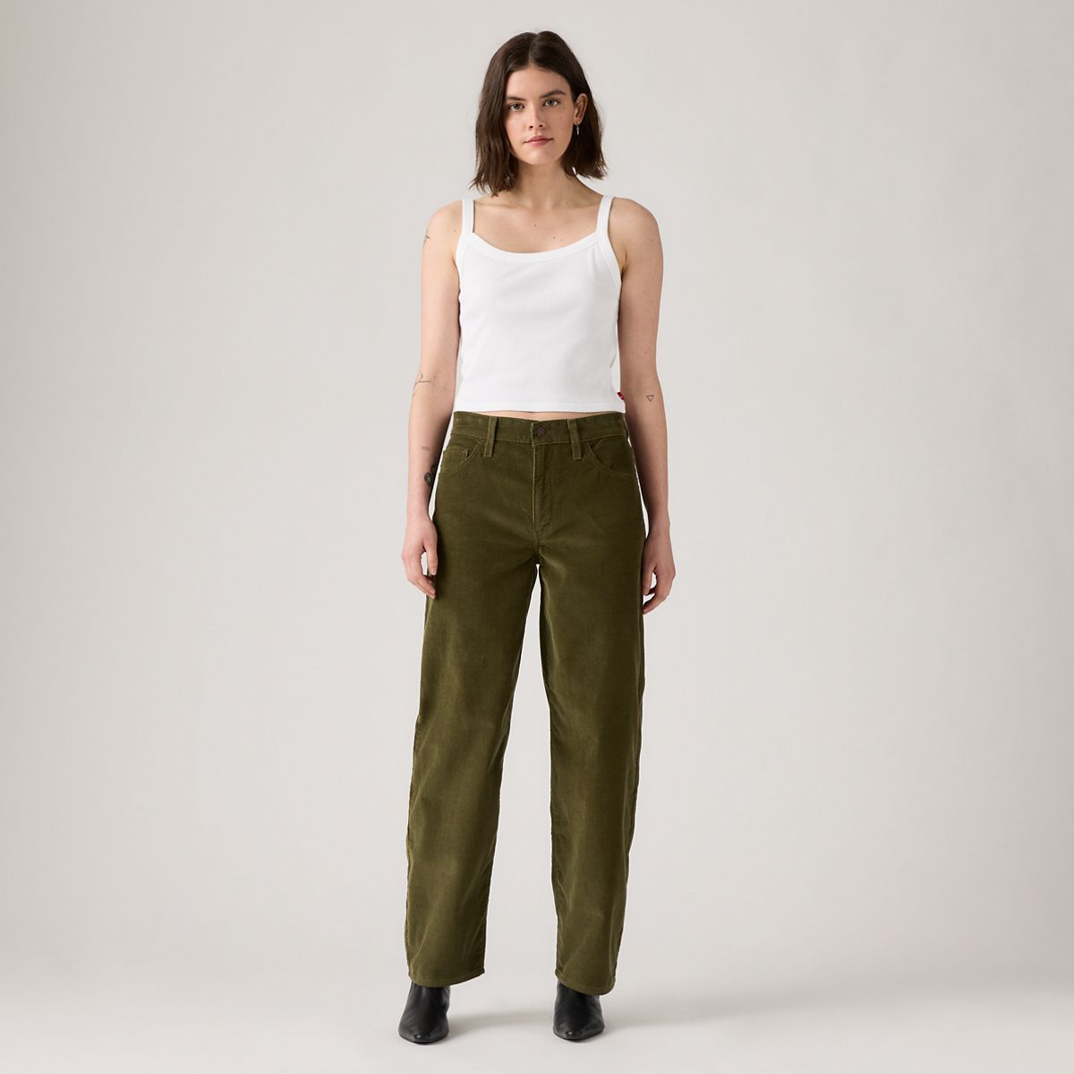 Baggy Dad Corduroy Women's Pants — Ivy Green - Green
