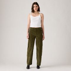 Baggy Dad Corduroy Women's Pants — Ivy Green - Green 5
