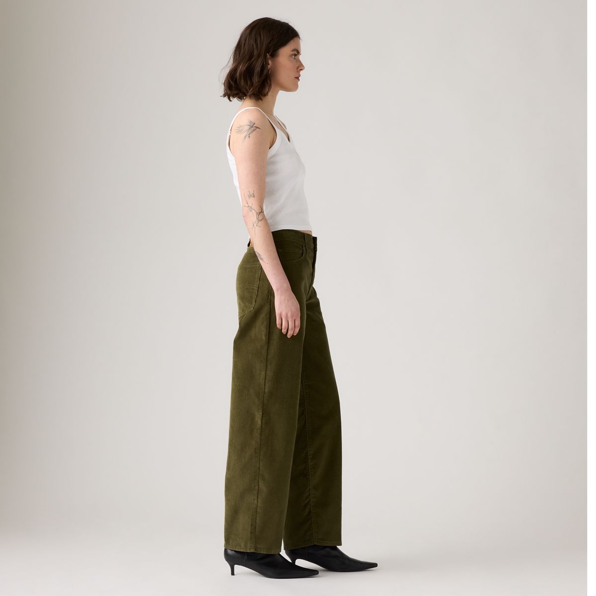 Baggy Dad Corduroy Women's Pants — Ivy Green - Green