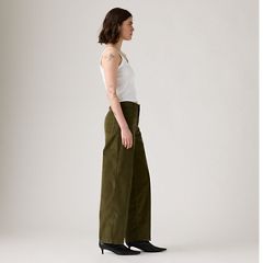 Baggy Dad Corduroy Women's Pants — Ivy Green - Green 4