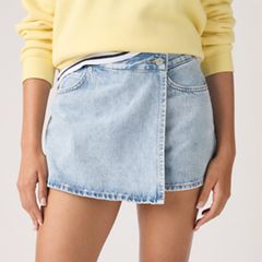 Crossover Skort — Abraided Art Skirt - Light Wash 5