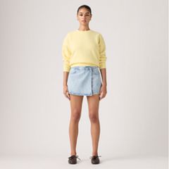 Crossover Skort — Abraided Art Skirt - Light Wash 2