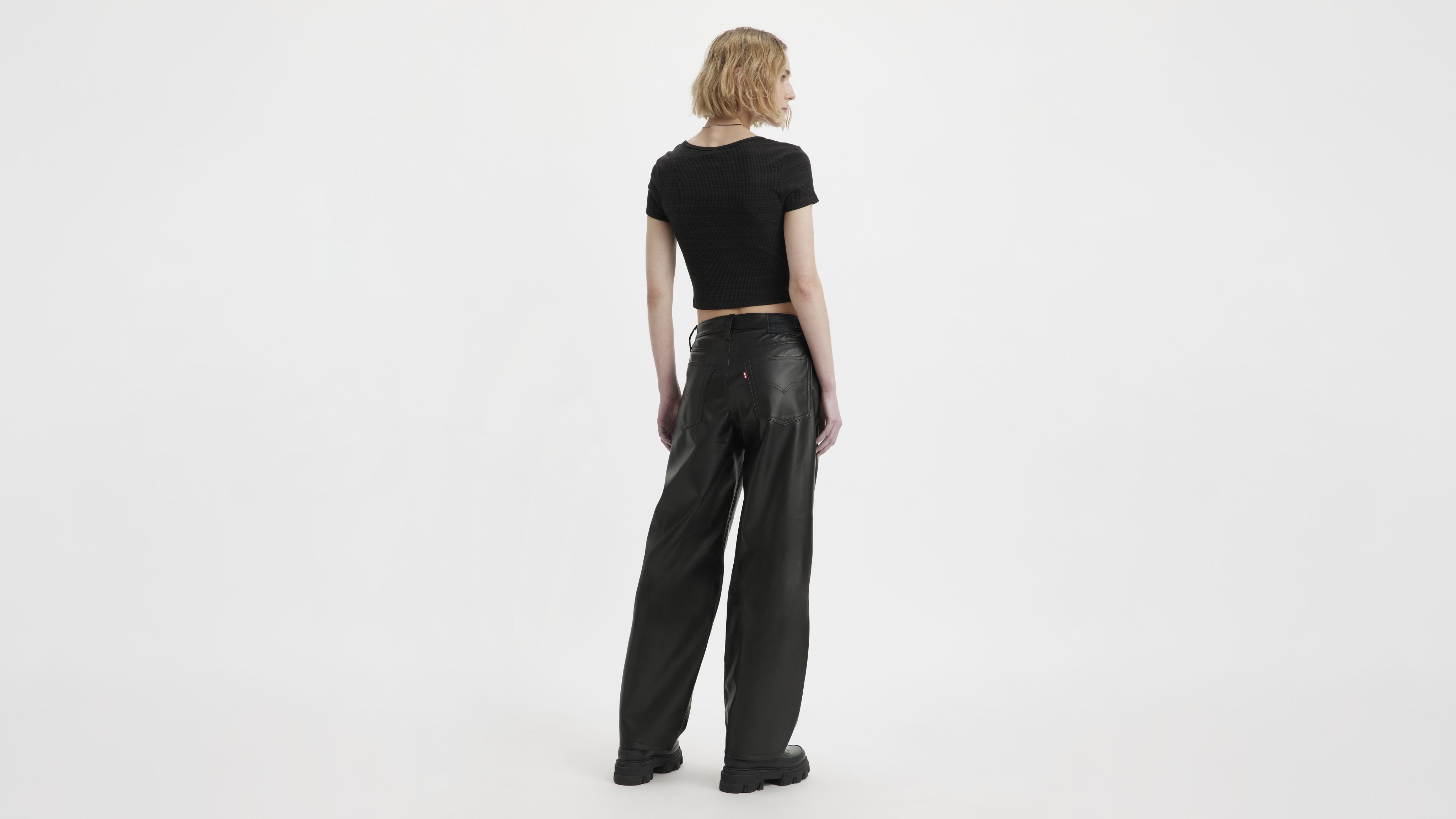 Faux Leather Baggy Dad Women's Pants 3