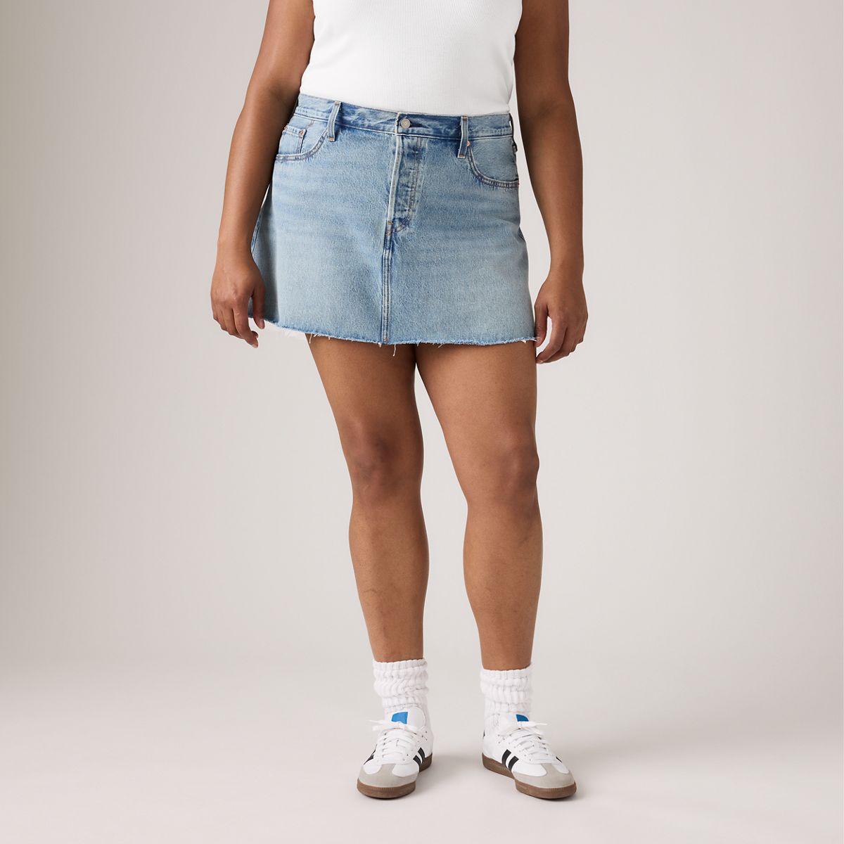 Icon Skirt (Plus Size) — Woven Minutes - Medium Wash