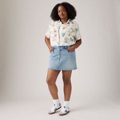 Icon Skirt (Plus Size) — Woven Minutes - Medium Wash 1