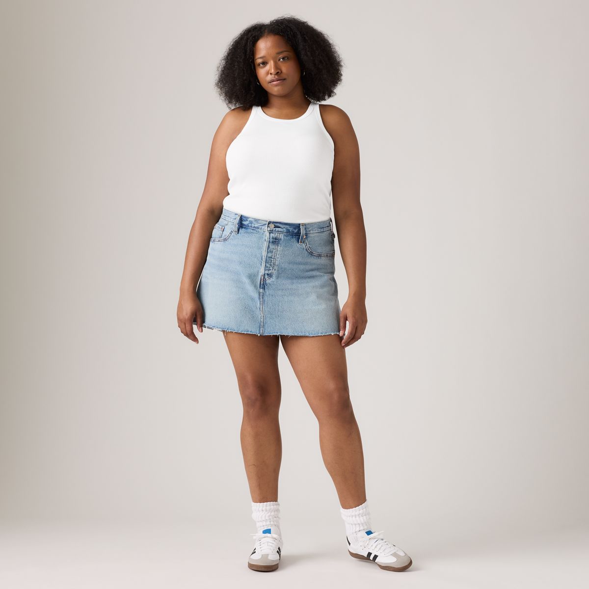 Icon Skirt (Plus Size) — Woven Minutes - Medium Wash